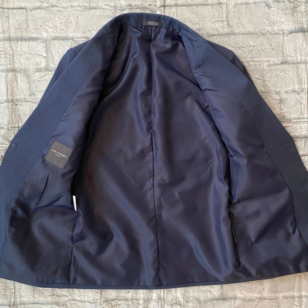 Van Heusen Flex youth boys 16 regular 2 button suit jacket/blazer blue - Picture 3 of 5